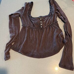 Urban Outfitters Brittney Long Sleeve Babydoll Top